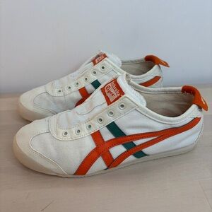 Onitsuka Tiger by Asics Sneakers - White with Orange and Green Stripes